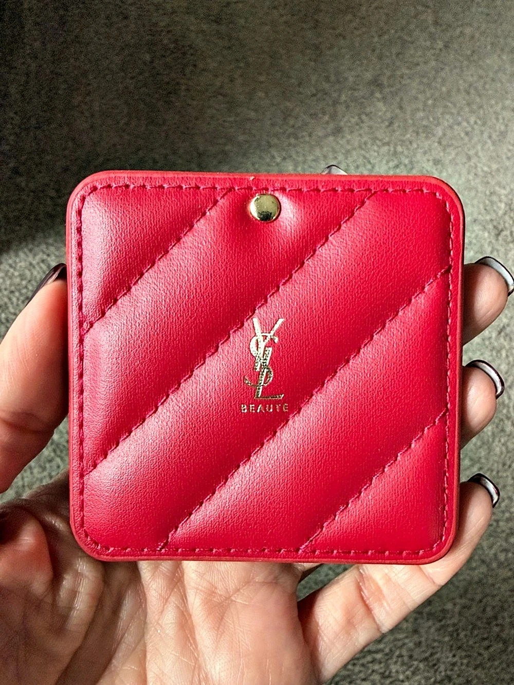 NEW Yves Saint Laurent Beaute Red Quilted Pocket Mirror